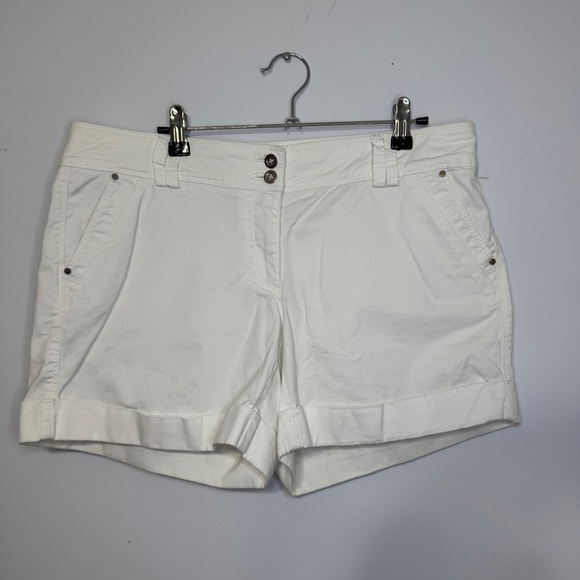 White House Black Market Pants - White House Black Market White Cuffed Shorts Size 8